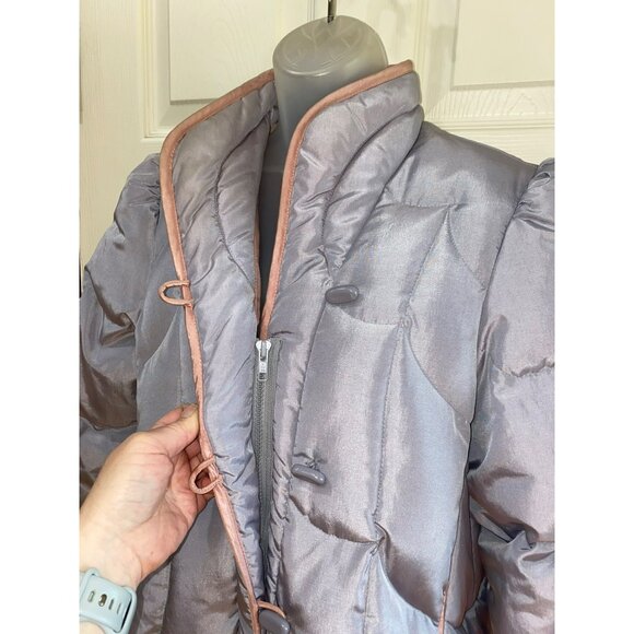 Vintage Sno Down Womens Quilted Full-Length Winter Coat W/ Button-Up Front & Hig - Picture 8 of 11